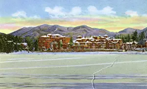 Souvenir Prints: Lake Placid, N. Y. USA - View across Mirror Lake - Winter