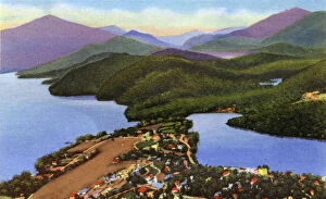 Adirondack Gallery: Lake Placid, N.Y. USA - Mirror Lake - view from an airplane