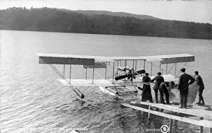 Windermere Prints: Lakes Waterhen being launched on to Lake Windermere 1912