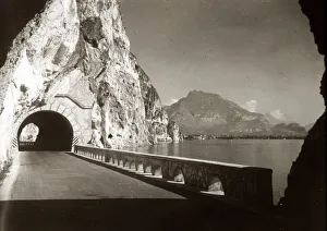 Lakeside road and tunnel, Lake Lucerne, Switzerland