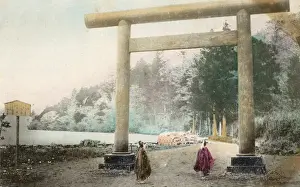 Torii Prints: Lakeside Torii Gate - Japan