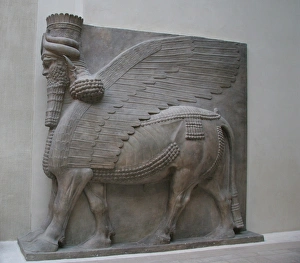 Assyrian Gallery: Lamasu or Bull-man. Reliefs from Sargon IIs Palace. Dur-Sha