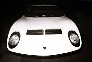 1970 Prints: Lamborghini Miura on display at The 1970 London Motor Show at Earls Court Exhibition