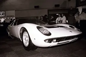 Lamborghini Miura on display at The 1970 London Motor Show at Earls Court Exhibition