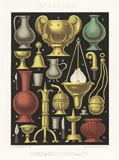Kettle Prints: Lamps, vases and other furniture, 12th and 13th centuries