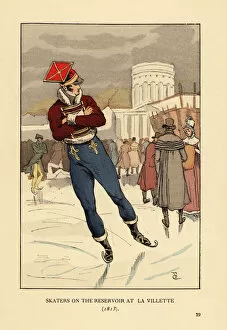 Lancer ice skating on the Bassin de la Villette, 1813