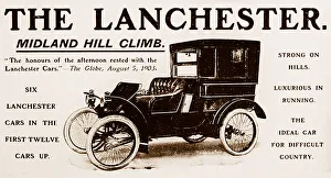 Lanchester veteran car advertisement, early 1900s