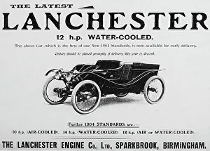 Lanchester veteran car advertisement, early 1900s