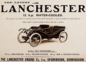 Lanchester veteran car advertisement, early 1900s