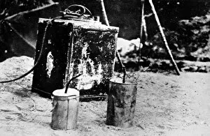 Grenades Collection: A land mine and emergency hand grenades captured from German troops