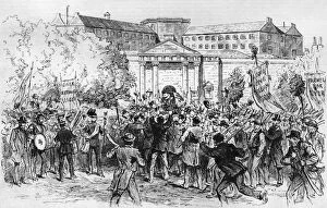 Land League Agitation: mob protests outside Cork Jail, 1887