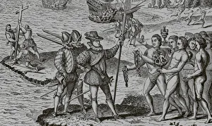 Bertrand Prints: Landing of Christopher Columbus (1451-1506)