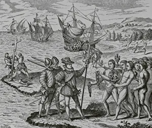 Bertrand Prints: Landing of Christopher Columbus (1451-1506)