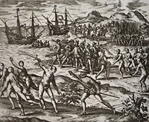 Yucatan Prints: Landing and conquest of Yucatan by Francisco