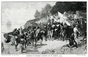 Images Dated 14th December 2018: The Landing of Leonard Calvert at St. Mary s