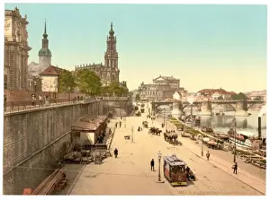 Alt Stadt Prints: Landing-place for steamers, Altstadt, Dresden, Saxony, Germa