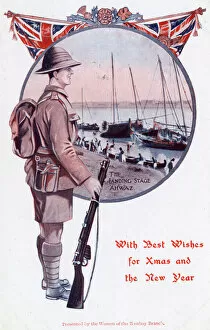 Images Dated 15th May 2018: The Landing Stage at Ahvaz, Iran - WWI Xmas card
