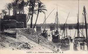 Landing stage of dahabieh boats at the Nile in Cairo, Egypt Landing stage of dahabieh boats at the Nile in Cairo, Egypt