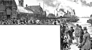 Images Dated 16th December 2004: The Landing Stage at Liverpool Docks, 1884