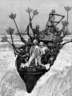 Accra Gallery: Landing in a Surf-boat at Accra, Ghana, 1891