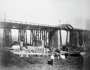 1850s Collection: Landore Viaduct construction, near Swansea, South Wales