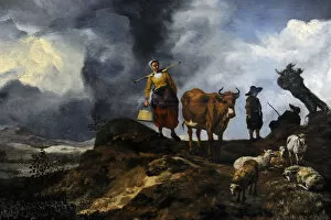 Images Dated 15th February 2012: Landscape with shepherds by Hendrik Mommers (1623-1693)