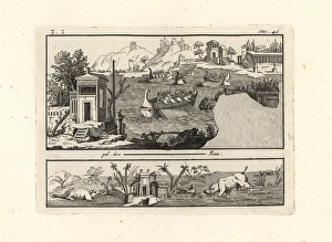 Antiquitiesofherculaneum Gallery: Landscape showing warships in a harbour celebrating