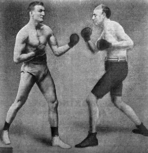 Images Dated 27th June 2017: Bill Lang v Bob Fitzsimmons in heavyweight boxing match