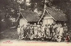 Laos Prints: Laos - Group of Bonzillons at Luang-Prabang
