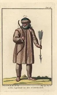 Spalart Prints: Laplander wearing clothes and hat of fine fur, 16th century