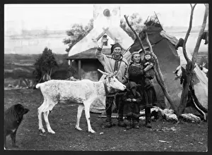 Scandinavia Prints: Laplanders and Reindeer