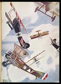 Skies Prints: LARGE AERIAL DOGFIGHT