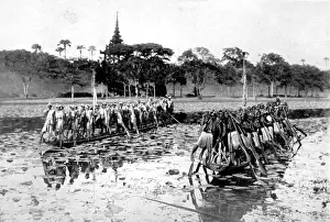 Rowers Prints: Large Burmese Canoes, 1910