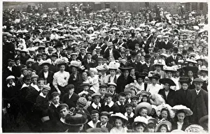 Celebrating Prints: A large crowd gathering - north of England (possibly Leeds or Sheffield?). Date: 1908