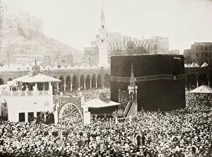 Large crowd at the Kabaa, Mecca. Saudi Arabia. Sacred site in Islam