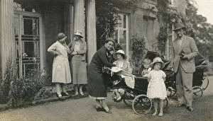 Rice Collection: Large family group by front entrance of Oddington House