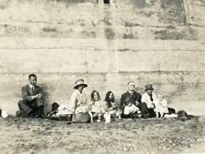 Large family group having a picnic
