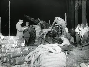 Large field gun at night