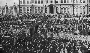 Large gathering during Revolution, Petrograd, Russia