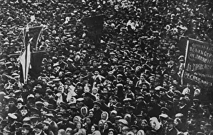 Petrograd Prints: Large gathering during Revolution, Petrograd, Russia