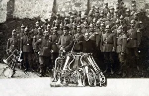 Large German Military Brass Band in all its glory! Date: circa 1909 Large German Military Brass Band in all its glory! Date: circa 1909