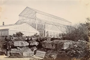 Rockery Prints: Large glass conservatory in a garden