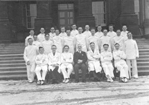 Nursing Gallery: Large group of male nurses and probable superintendent