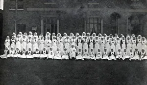 Candid Prints: Large group of nurses - WW1 era - Trainees?