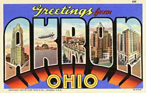 Letters Collection: Large Letter Card - Greetings from Akron, Ohio, USA