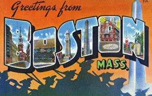Sights Collection: Large Letter card - Greetings from Boston, Massachusetts