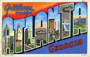 Images Dated 23rd June 2020: Large Letter Postcard - Greetings from Atlanta, Georgia, USA Date: circa 1930