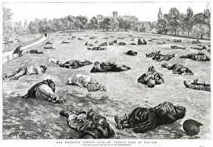 Jamess Prints: A large number of vagrants asleep in St. James's Park Date: 1887