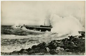 Colombo Prints: Large Wave over the Breakwater - Colombo Harbour, Sri Lanka