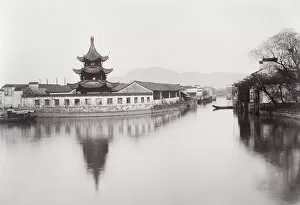 Late 19th century photograph: Hwai river, now Huai River, creek, China
